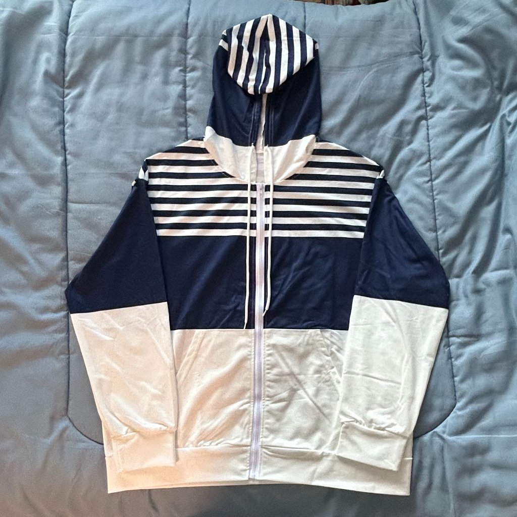 New Unisex Navy/White Hooded Jacket, Size 12 $24.